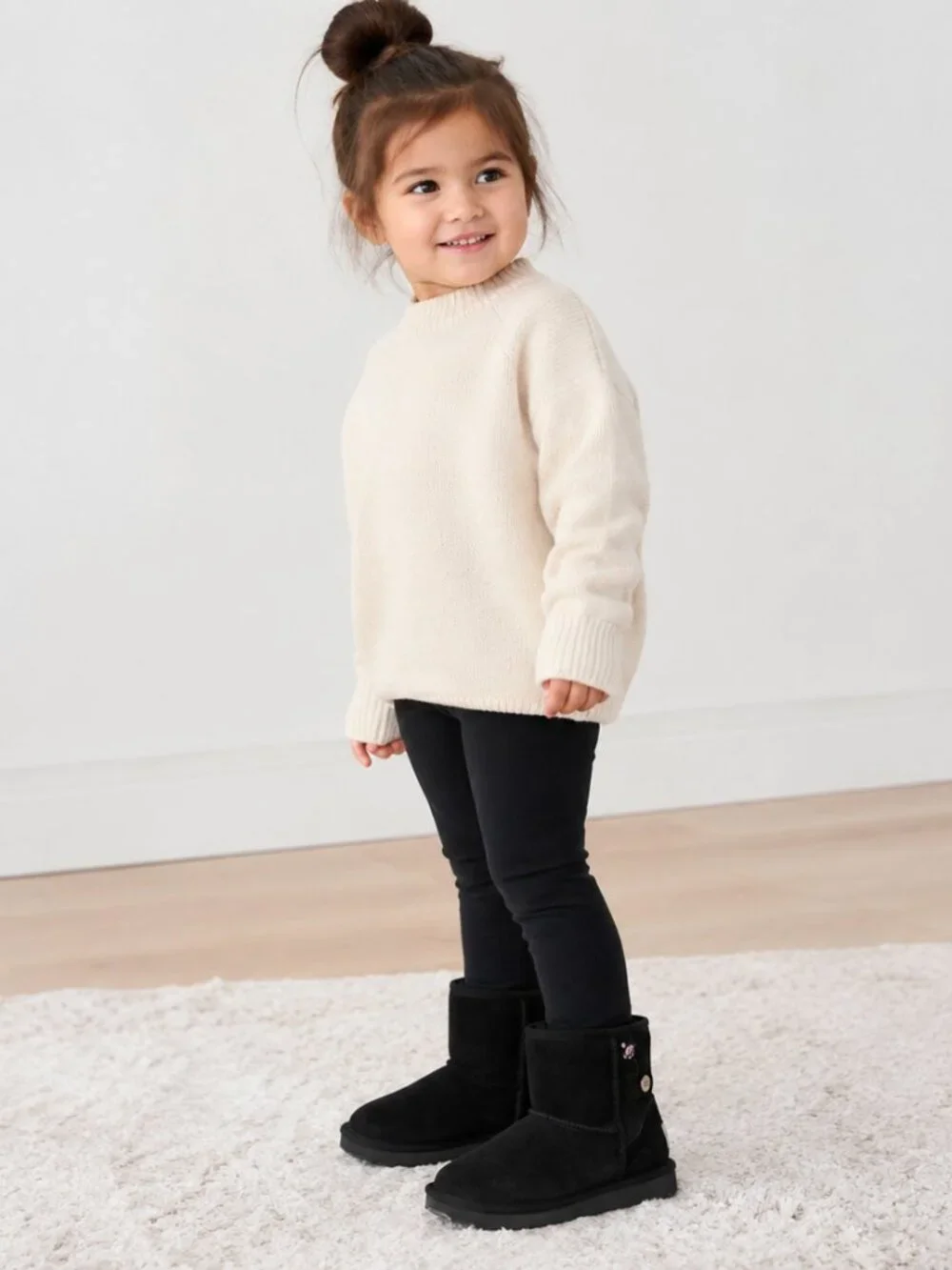 UGG Jona Mini Boot Black Kids Size 10 Toddler EU 27.5 Winter Boots